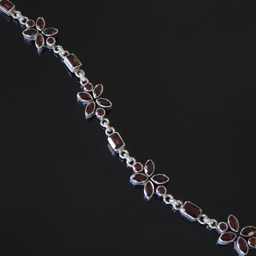 NICKY BUTLER 925 Sterling Silver Designer NB Bracelet Mozambique Garnet 7.25" - Picture 7 of 16